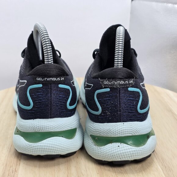 Womens 7 Asics Gel Nimbus 24 Green Running Shoes Sneakers 1012B201 - Picture 6 of 11